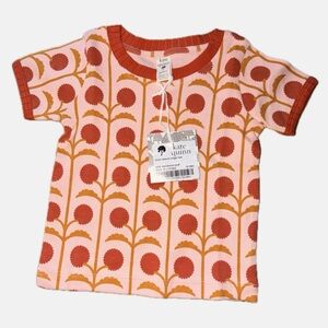 NWT Kate Quinn Short Sleeve Ringer Tee Pink Dandelion Puff 18/24M